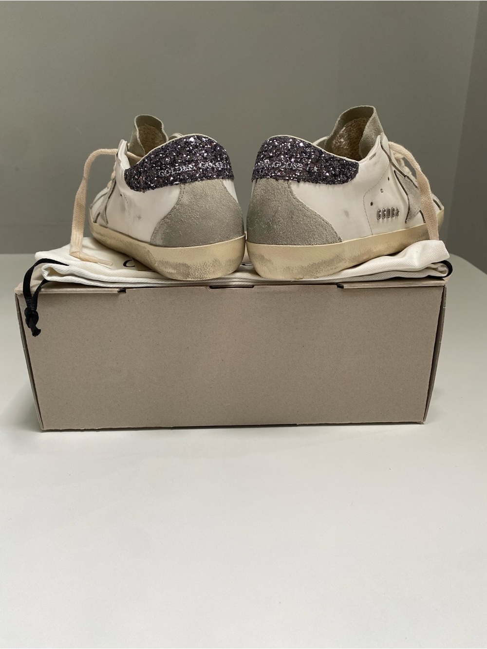 Golden Goose Superstar Sneaker White Leather/Ice/Gray/Glitter sz 36 New in Box - Picture 8 of 14